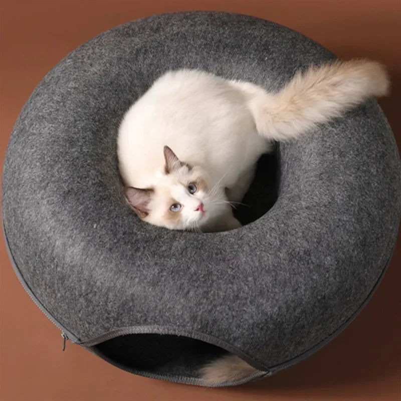 Felt Donut Bed for Cats House With Breather Hole Dog