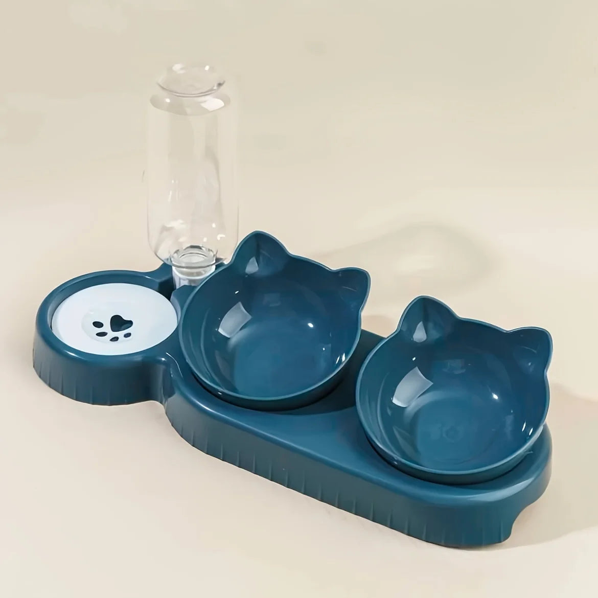Pet Bowls With Water Feeder, 3 In 1 Ear Design Tilted Cat