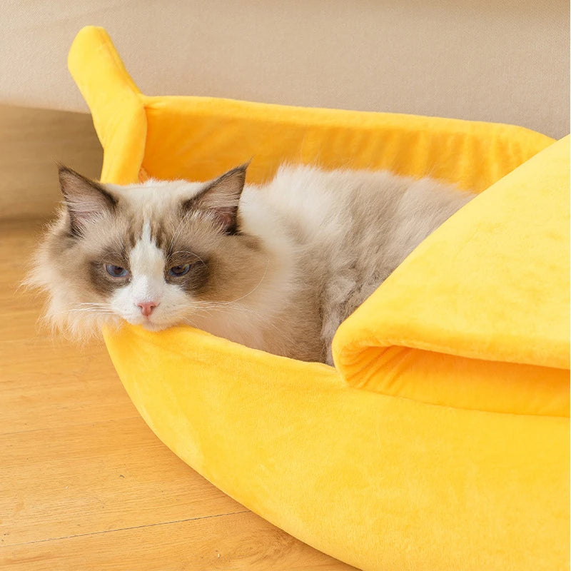 Banana Cat Bed House Funny Cute Cozy Cat Mat Beds