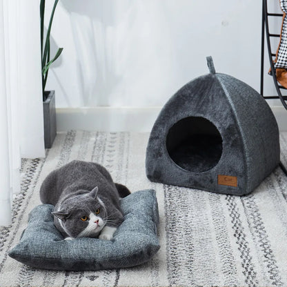 1pc Cozy Semi-enclosed Cat Bed - Dogs/cats Pet Tent