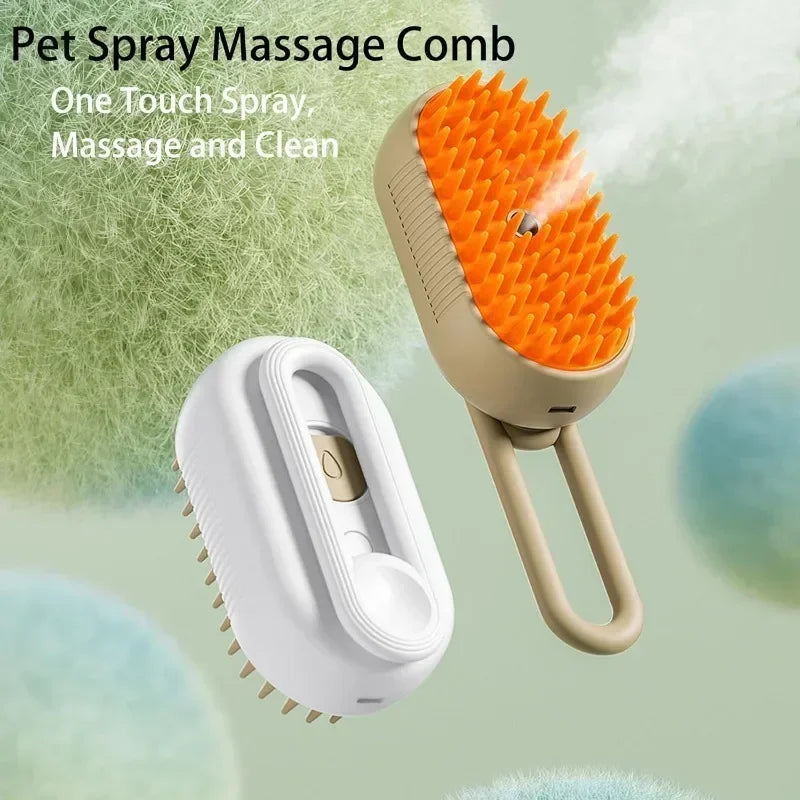 Steamy Dog Brush Electric Spray Cat Hair Brush 3 in1 Dog