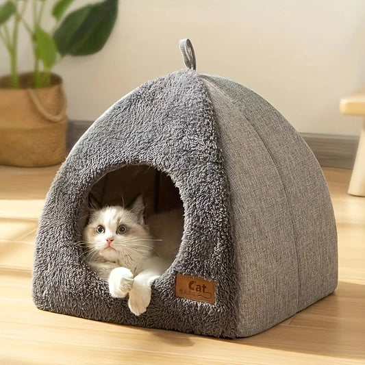 1pc Cozy Semi-enclosed Cat Bed - Dogs/cats Pet Tent