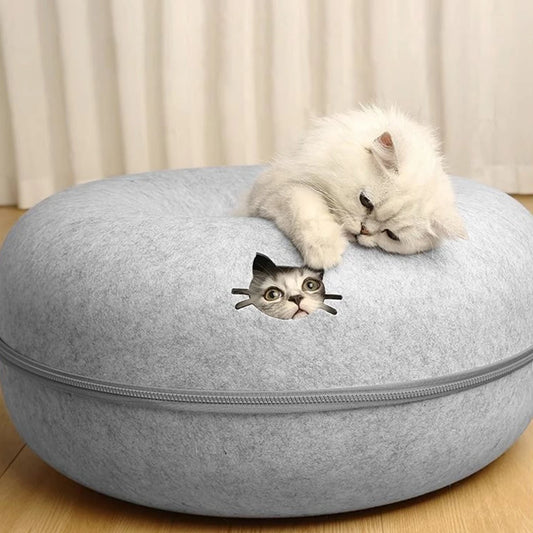 Felt Donut Bed for Cats House With Breather Hole Dog